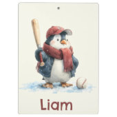 Persoonlijke Winter Pinguïn Honkbal Kind Klembord (Achterkant)
