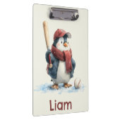 Persoonlijke Winter Pinguïn Honkbal Kind Klembord (Rechts)