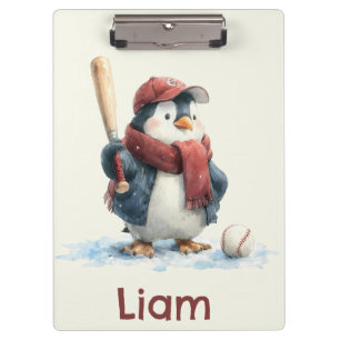 Persoonlijke Winter Pinguïn Honkbal Kind Klembord