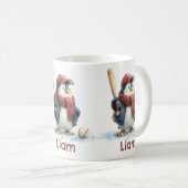 Persoonlijke Winter Pinguïn Honkbal Kind Koffiemok (Voorkant rechts)