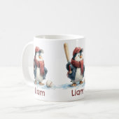 Persoonlijke Winter Pinguïn Honkbal Kind Koffiemok (Voorkant links)
