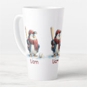 Persoonlijke Winter Pinguïn Honkbal Kind Latte Mok (Linkerhoek)