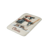 Persoonlijke Winter Pinguïn Softbal Kind Badmat (Gekanteld)