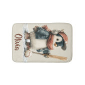 Persoonlijke Winter Pinguïn Softbal Kind Badmat (Voorkant)