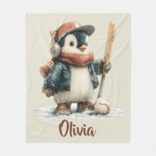 Persoonlijke Winter Pinguïn Softbal Kind Fleece Deken
