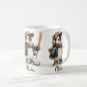 Persoonlijke Winter Pinguïn Softbal Kind Koffiemok (Voorkant rechts)