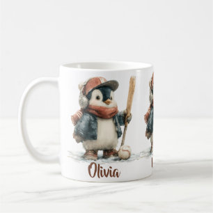 Persoonlijke Winter Pinguïn Softbal Kind Koffiemok