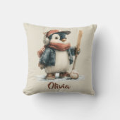 Persoonlijke Winter Pinguïn Softbal Kind Kussen (Voorkant)