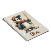 Persoonlijke Winter Pinguïn Softbal Kind Notitieboek (Rechterzijde)