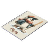 Persoonlijke Winter Pinguïn Softbal Kind Notitieboek (Linkerzijde)