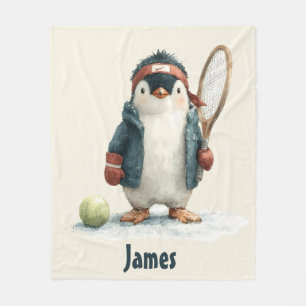Persoonlijke Winter Pinguïn Tennis Kind Fleece Deken