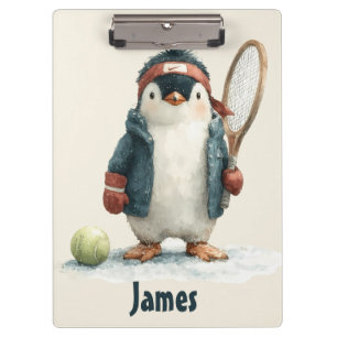 Persoonlijke Winter Pinguïn Tennis Kind Klembord