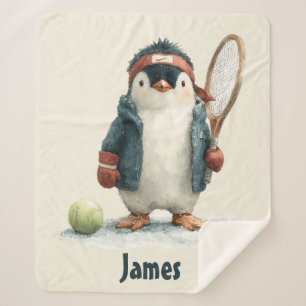 Persoonlijke Winter Pinguïn Tennis Kind Sherpa Deken