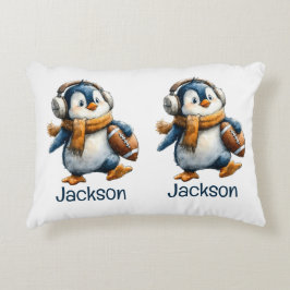Persoonlijke Winter Pinguïn Voetbal Kind Accent Kussen