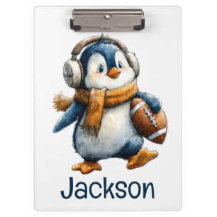Persoonlijke Winter Pinguïn Voetbal Kind Klembord
