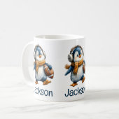 Persoonlijke Winter Pinguïn Voetbal Kind Koffiemok (Voorkant links)