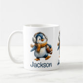 Persoonlijke Winter Pinguïn Voetbal Kind Koffiemok (Links)