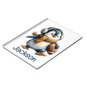 Persoonlijke Winter Pinguïn Voetbal Kind Notitieboek (Linkerzijde)
