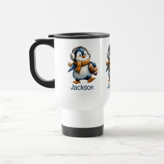 Persoonlijke Winter Pinguïn Voetbal Kind Reisbeker (Links)