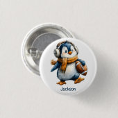 Persoonlijke Winter Pinguïn Voetbal Kind Ronde Button 3,2 Cm (Voorkant /achterkant)