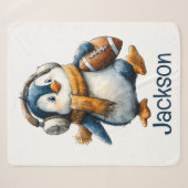 Persoonlijke Winter Pinguïn Voetbal Kind Sherpa Deken (Voorkant (horizontaal))
