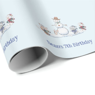 Persoonlijke Winter Sneeuwbalgevecht Verjaardag Cu Cadeaupapier