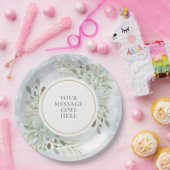 Persoonlijke Winter Sneeuwvlokken Groene Bladeren Papieren Bordje (Feest)