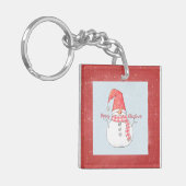 Persoonlijke Winter Snowman Merry Kerstmis Sleutelhanger (Voorkant Links)