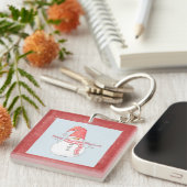 Persoonlijke Winter Snowman Merry Kerstmis Sleutelhanger (Voorkant Rechts)