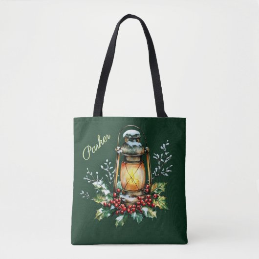 Persoonlijke Winter Waterverf Hulst & Bessen Tote Bag (Voorkant)