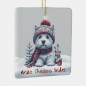 Persoonlijke Winter Westie Kerstbal Keramisch Ornament (Rechts)