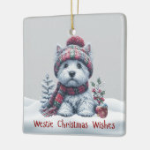 Persoonlijke Winter Westie Kerstbal Keramisch Ornament (Links)