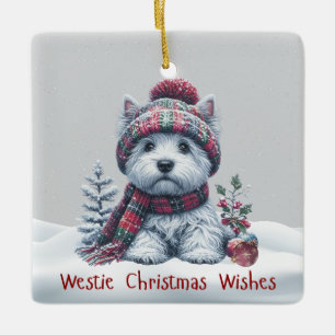 Persoonlijke Winter Westie Kerstbal Keramisch Ornament