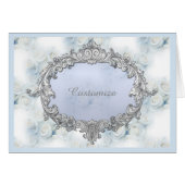 Persoonlijke Winter White Roses Pattern Note Card (Voorkant Horizontaal)
