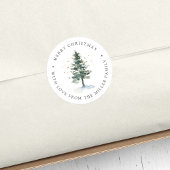 Persoonlijke Winter Woodland Kerstboom Ronde Sticker
