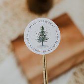 Persoonlijke Winter Woodland Kerstboom Ronde Sticker