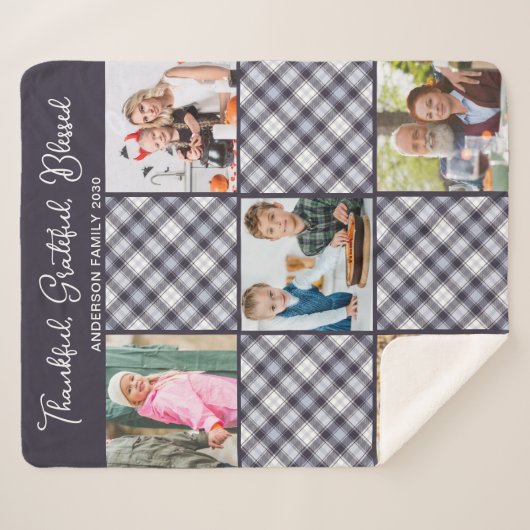 Persoonlijke Winterblauwe grijze speldenfoto Colla Sherpa Deken (Voorkant (horizontaal))