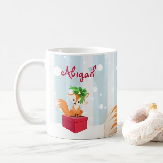 Persoonlijke Winterfox Woodland Kerstmis Koffiemok (Met donut)