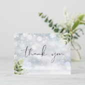 Persoonlijke Wintergroen Elegante Schrift Bedankkaart (Staand voorkant)