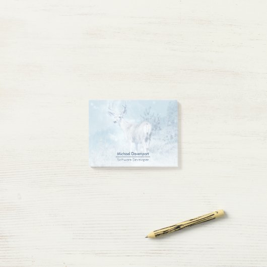 Persoonlijke winterherten en dennenbomen post-it® notes (Op bureau)