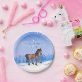 Persoonlijke winterpaarden en sneeuwdag papieren bordje (Feest)