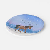 Persoonlijke winterpaarden en sneeuwdag papieren bordje (Gekanteld)