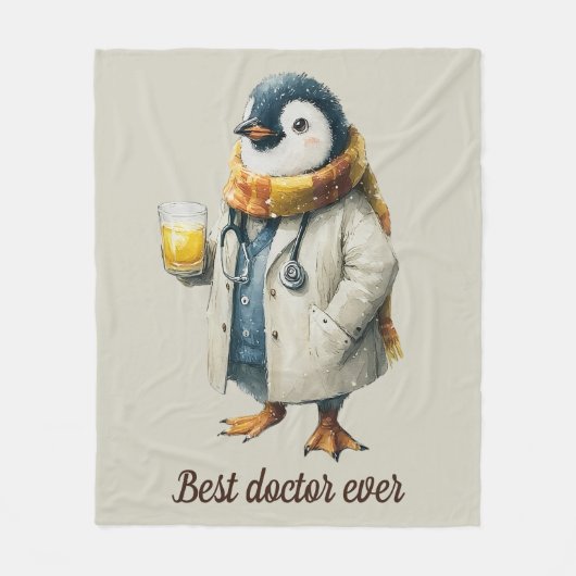 Persoonlijke Winterpinguïn “Beste Dokter Ooit” Fleece Deken (Voorkant)