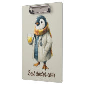 Persoonlijke Winterpinguïn “Beste Dokter Ooit” Klembord (Links)