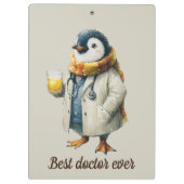 Persoonlijke Winterpinguïn “Beste Dokter Ooit” Klembord (Achterkant)