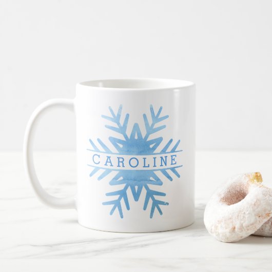 Persoonlijke winterslaap Waterverf Cute Snowflake Koffiemok (Met donut)