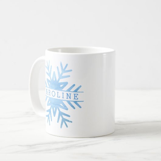Persoonlijke winterslaap Waterverf Cute Snowflake Koffiemok (Voorkant links)