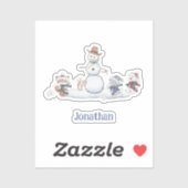 Persoonlijke wintersneeuwbalvechtdieren sticker (Vel)