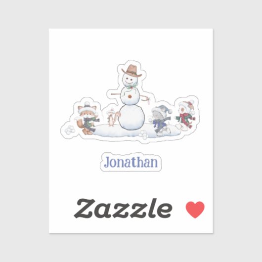 Persoonlijke wintersneeuwbalvechtdieren sticker (Vel)