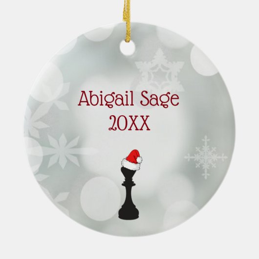 Persoonlijke wintersneeuwkerstkerst keramisch ornament (Achterkant)